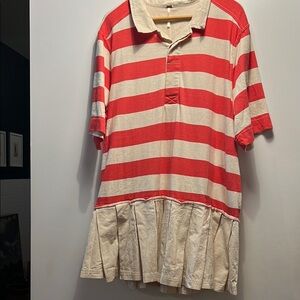 Free People Red and Beige Striped Dress